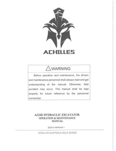 Achilles Crawler Excavator A22SE Operators  Manual