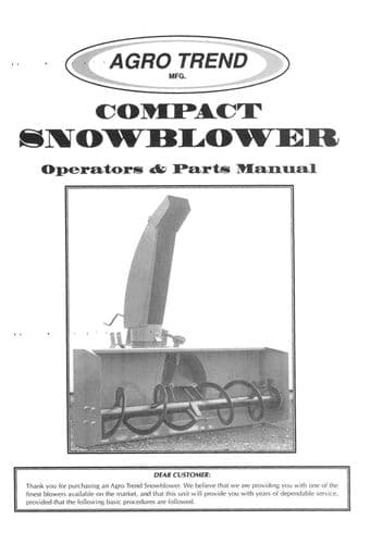 Agro Trend Compact Snow Blower Operators Manual and Parts List