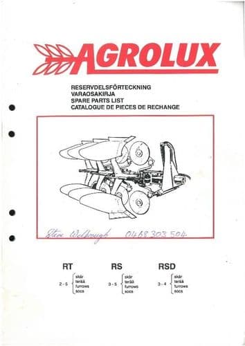 Agrolux Plough RS - RSD - RT Parts Manual