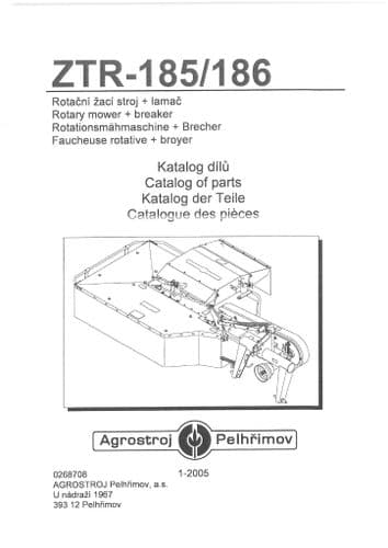 Agrozet Zetor Mower ZTR 185 186 Parts Manual