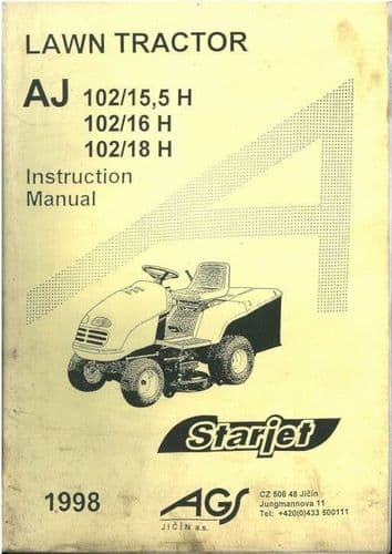 AGS Starjet Tractor Lawn Mower AJ 102/15.5H, 102/16, 102/18 Operators Manual