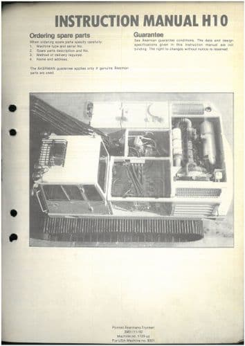 Akerman Tracked Excavator H10 Operators Manual and Spare Parts List
