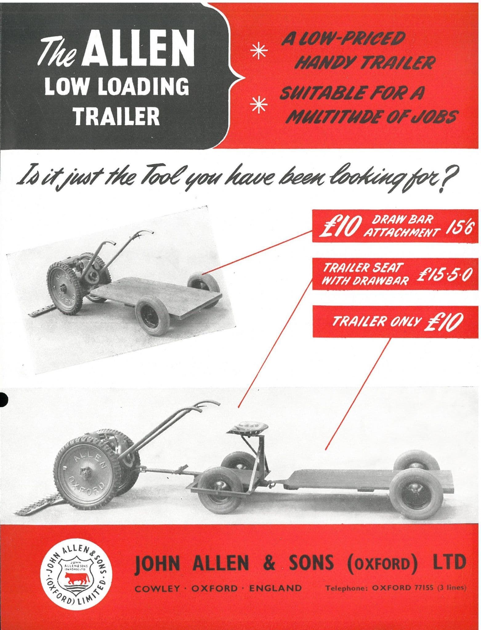 Allen Motor Scythe Low Loading Trailer Brochure