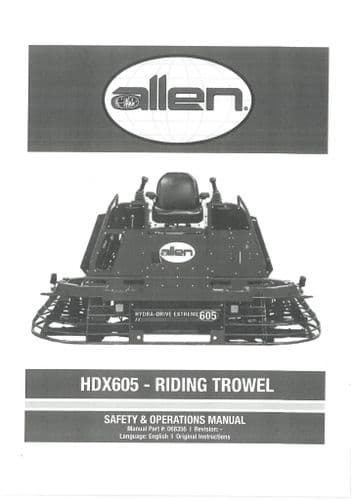 Allen Riding Trowel HDX605 Operators Manual