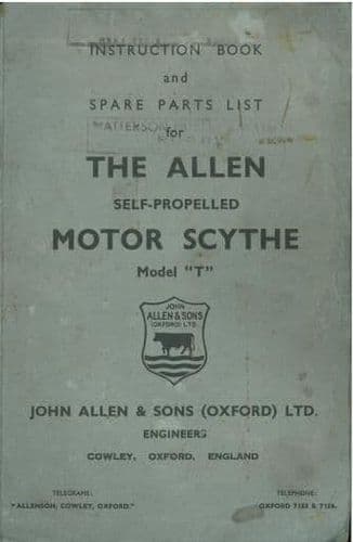Allen Scythe Model T Operators Manual with Parts List