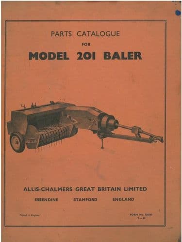 Allis Chalmers Baler 201 Pick Up Baler Parts Manual