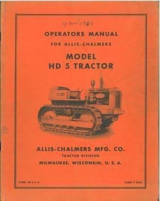 Allis Chalmers Crawler Tractor M - I&T Service Workshop Manual