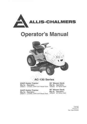 Allis Chalmers Mower AC130 Operators Manual