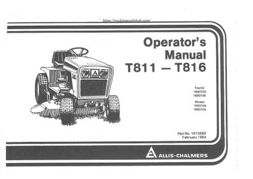 Allis Chalmers Ride on Mower T811 T816 Operators Manual