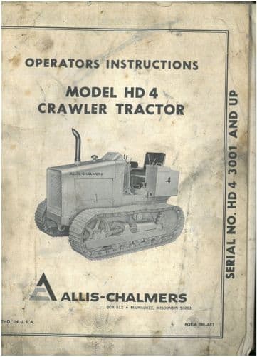 Allis Chalmers Tractor Crawler HD4 Parts Manual