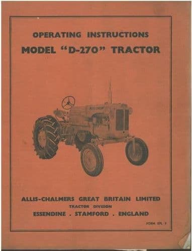 Allis Chalmers Tractor D270 Operators Manual