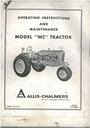 Allis Chalmers Tractor Model WC Operators Manual