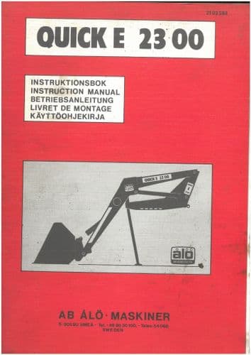 ALO Sweden Loader Quicke 2300  Instruction Manual