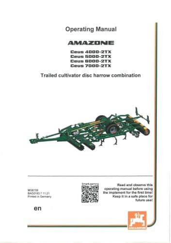 Amazone Ceus 4000-2TX 5000-2TX 6000-2TX 7000-2TX Operators Manual