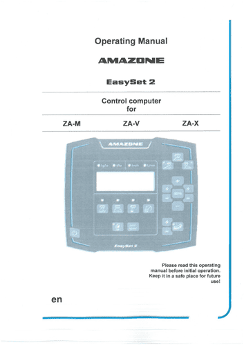 Amazone Control Computer EasySet 2 for ZA-M,  ZA-V,  ZA-X Operators Manual