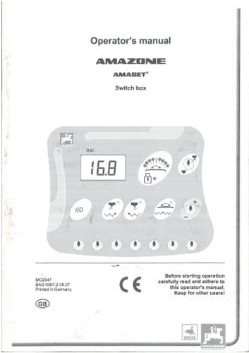 Amazone Control Terminal Switch Box AMASET Operators Manual