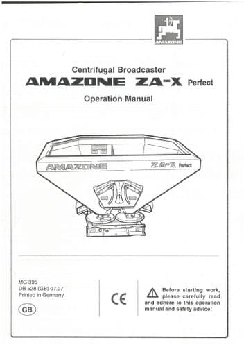 Amazone Fertiliser Spreader Centrifugal Broadcaster ZA-X ZAX Perfect Operators Manual