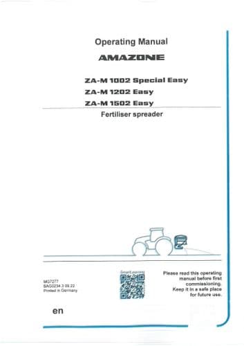 Amazone Fertiliser Spreader ZA-M 1002 1202 1502 Operators Manual