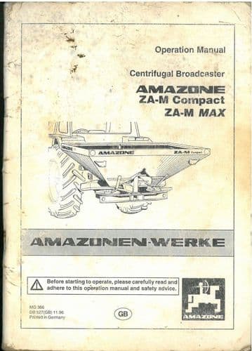 Amazone Fertiliser Spreader ZA-M Compact 800, 1000, N 1500, N 1800 & ZA-M Max 1500, N 2000, N 2300,