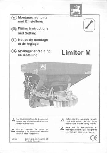 Amazone Fertilizer Distributor Limiter M - Operators Manual - Limiter M