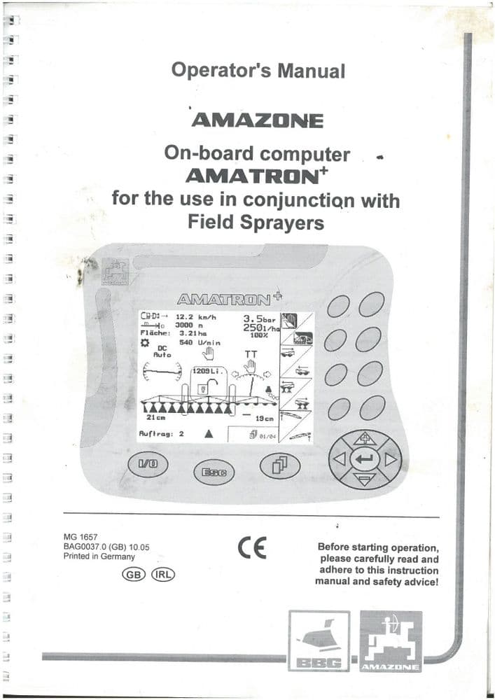 Amazone Field Sprayer Control Terminal Onboard Computer AMATRON Plus ...