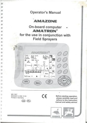 Amazone Field Sprayer Control Terminal Onboard Computer AMATRON Plus + Operators Manual ORIGINAL