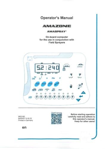 Amazone Field Sprayer On Board Computer Amaspray Operators Manual