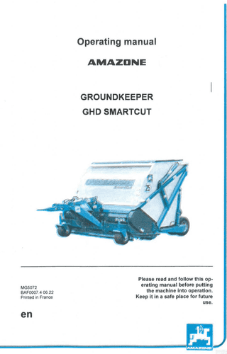 Amazone Ground Keeper GHD SmartCut Operators Manual