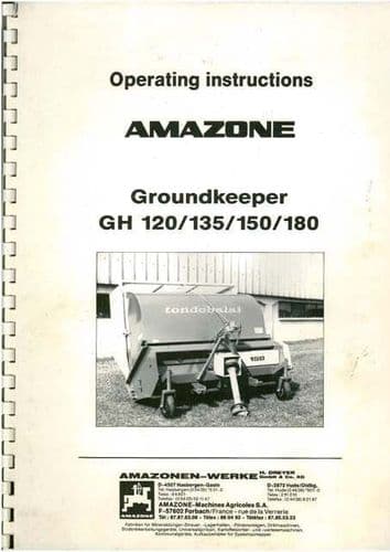 Amazone Groundkeeper GH 120/135/150/180 Mower & Scarifier Operators Manual