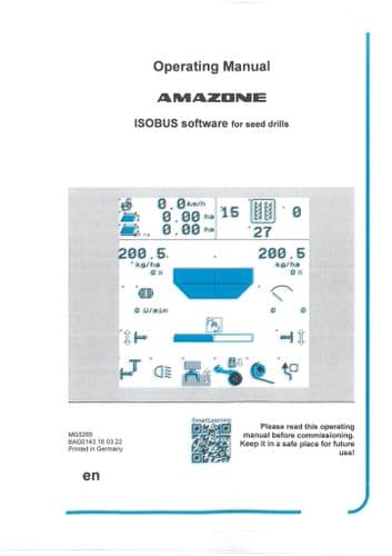Amazone Isobus Software for Seed Drills Operators Manual