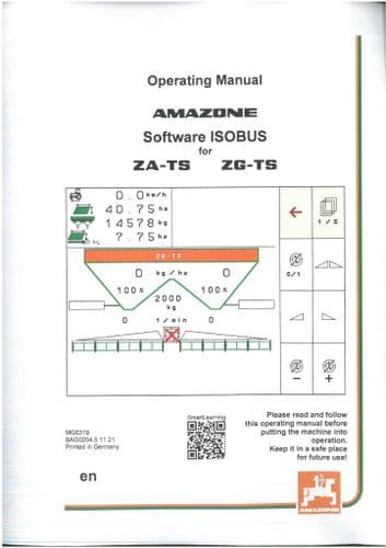 Amazone Isobus Software for ZA-TS & ZG-TS Operators Manual