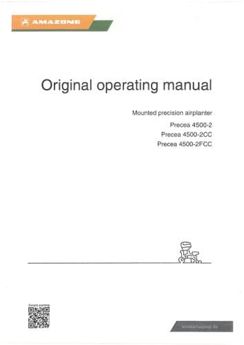 Amazone Mounted Precision Airplanter Precca 4500-2 4500-2CC 4500-2FCC Operators Manual