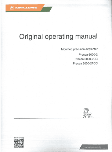 Amazone Mounted Precision Airplanter Precea 6000-2 6000-2CC 6000-2FCC Operators Manual