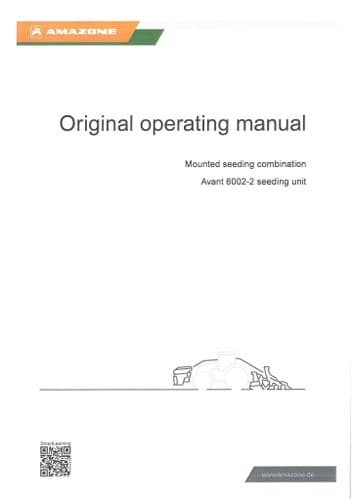 Amazone Mounted Seeding Combination Avant 6002-2 Seeding Unit Operater Manual