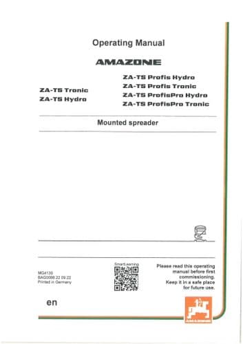 Amazone Mounted Spreader ZA-V, ZA-V Easy, ZA-V Control, ZA-V Tronic, ZA-V Hydro Operators Manaul