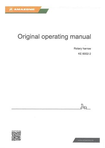 Amazone Rotary Harrow KE 6002-2 Operators Manual