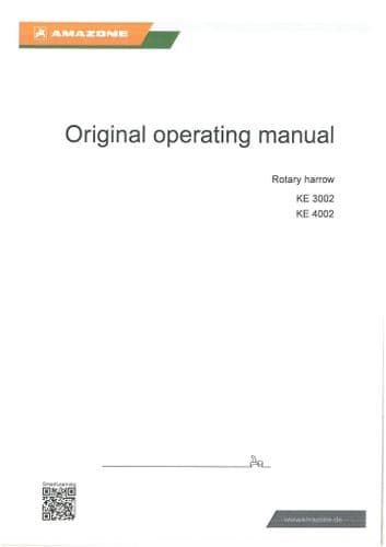 Amazone Rotary Harrow KE3002 KE4002 Operators Manual