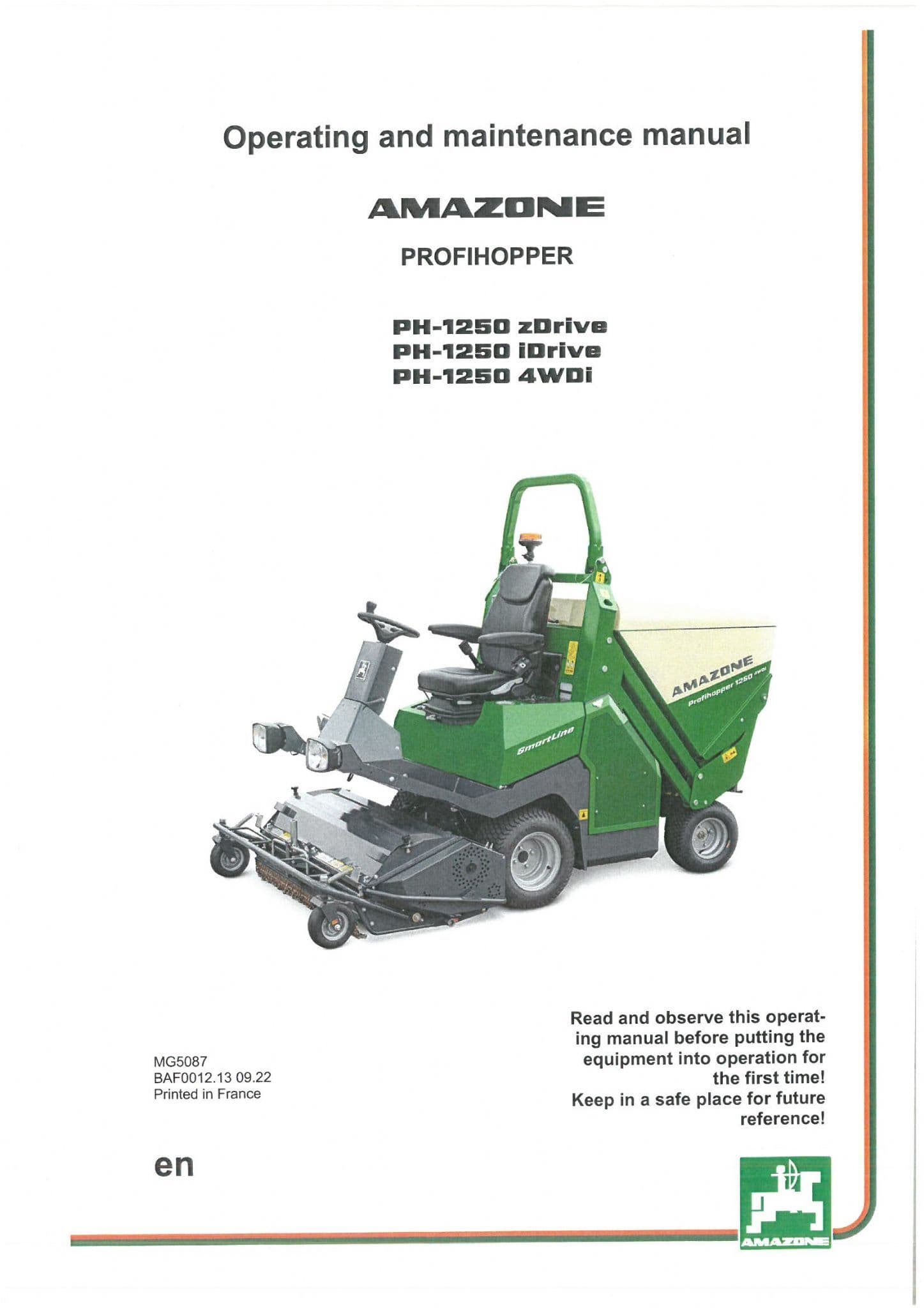 Amazone Self Propelled Mower Profihopper PH1250 ZDrive IDrive 4WDI