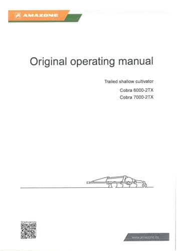 Amazone Trailed Shallow Cultivator Cobra 6000-2TX 7000-2TX Operators Manual