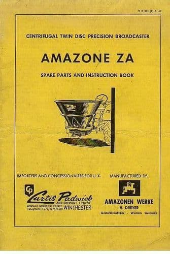 Amazone ZA Centrifugal Twin Disc Precision Fertilizer Distributor Operators Manual with Parts List