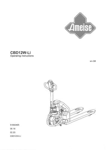 Ameise Pallet Truck CBD12W-Li Operators Manual