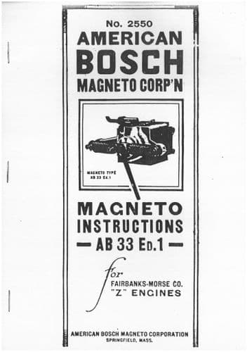 American Bosch Magneto - Model AB33 Ed1 for Fairbanks Morse Z Engines Instruction Manual