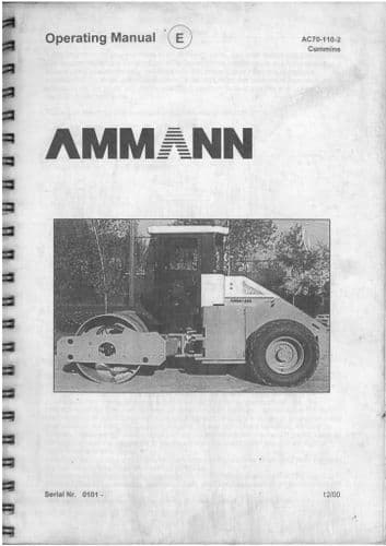 Ammann AC70 Single Drum Compactor/Roller Operators Manual
