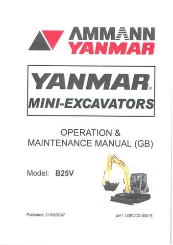 Ammann Yanmar B25V Excavator Operators Manual