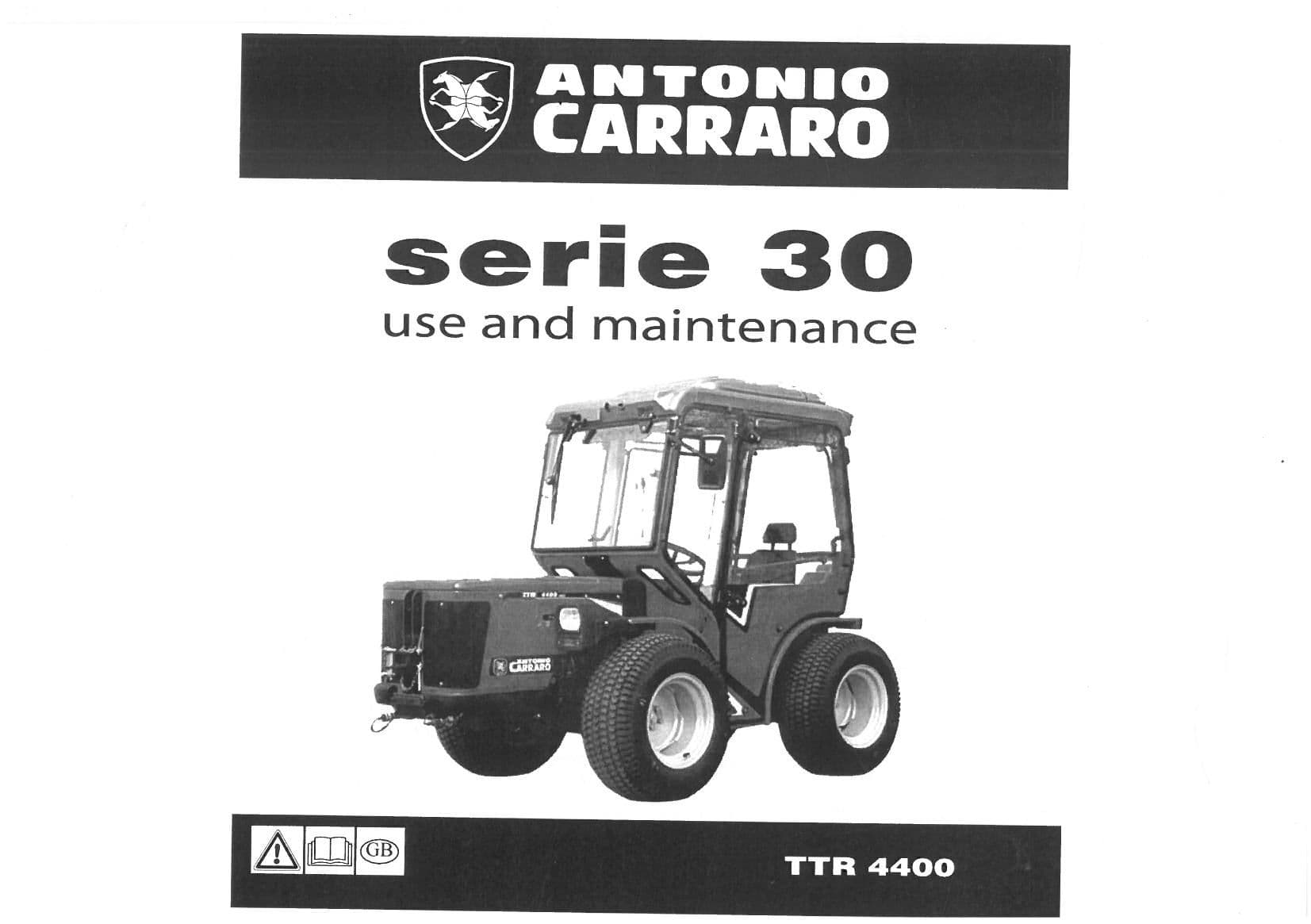 Antonio Carraro Tractors TTR 4400 Operators Manual TTR4400