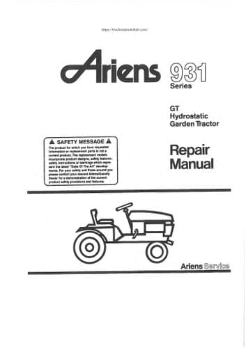 Ariens Hydrostatic Garden Tractor GT 931 Workshop Repair Manual