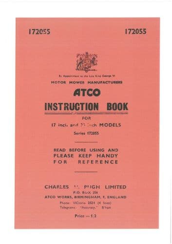 Atco Mower 17" & 20" Operators Manual  Series 172055