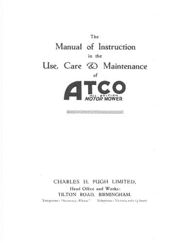 Atco Mower Standard Operators Manual