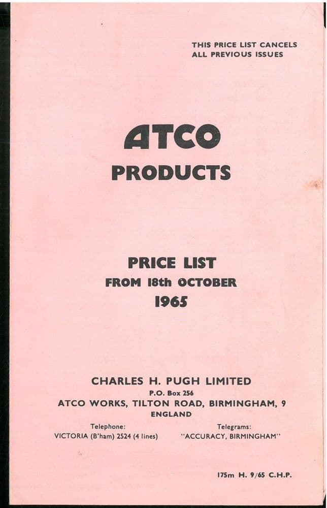 Atco Products From 18th October 1965 Price List