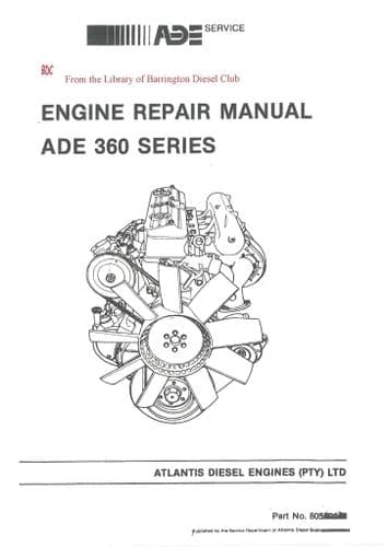 Atlantis Diesel Engine ADE364 ADE366 Workshop Service Manual - Mercedes OM364 OM366 Made Under Licen